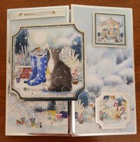 (image for) Cat in Winter Garden Christmas Card